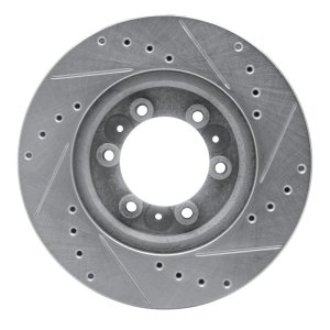 Acura SLX Brake Rotor (1) - Front Left - R1 Concepts - Drilled & Slotted - Silver - `92-`02